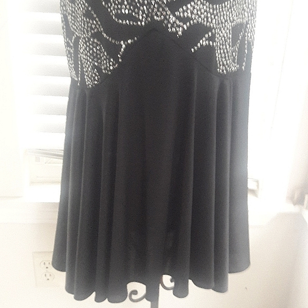 Vintage black With Silver glitter sparkly dress Made In USA Size 13/14 - Picture 3 of 13